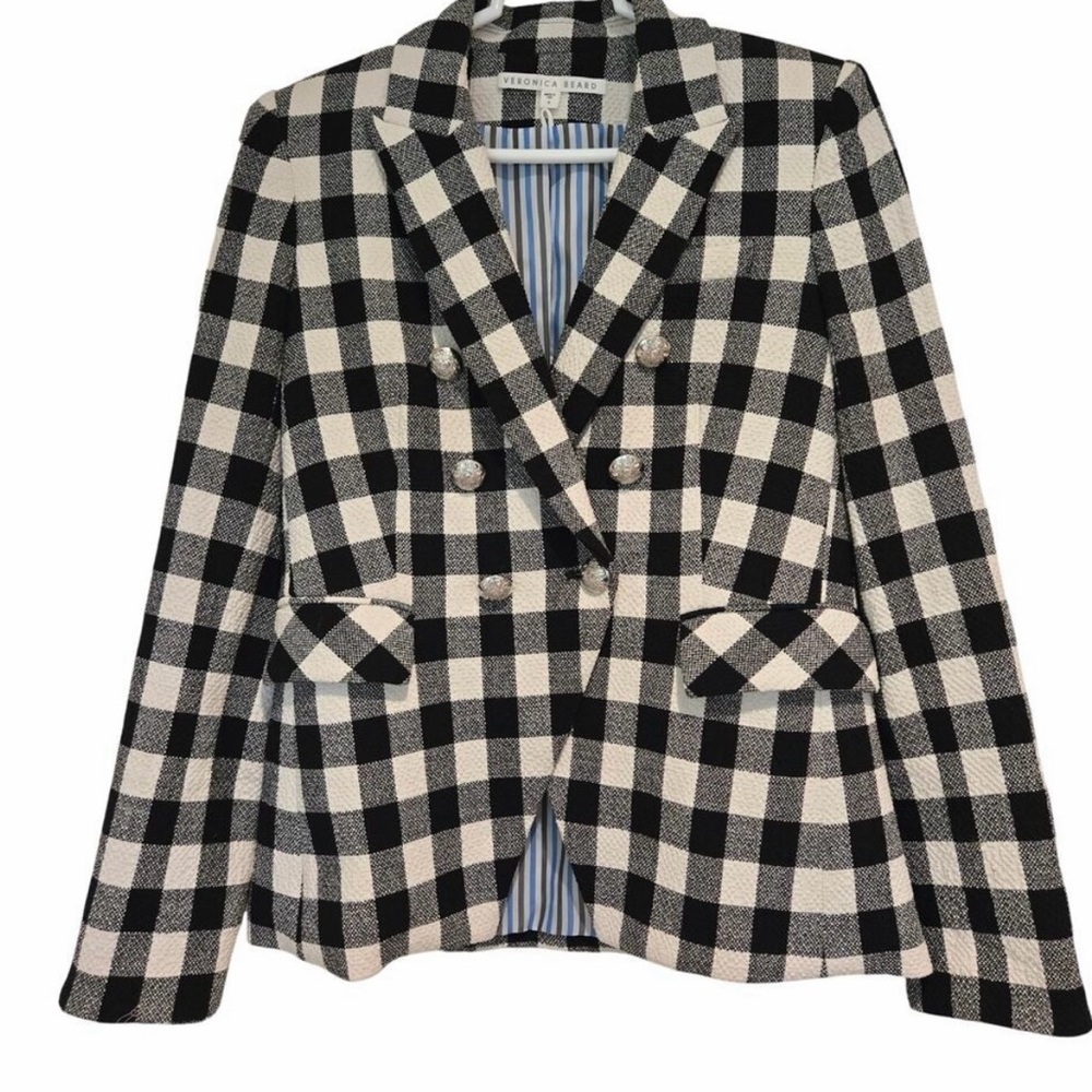 Veronica Beard Black and White Plaid Blazer
